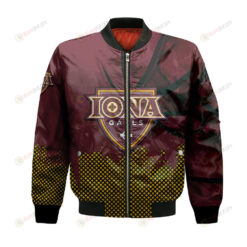 Iona Gaels Bomber Jacket 3D Printed Basketball Net Grunge Pattern