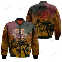 Iona Gaels Bomber Jacket 3D Printed Coconut Tree Tropical Grunge