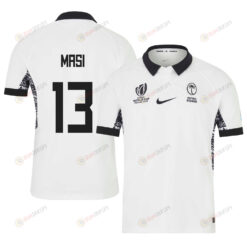 Iosefo Masi 13 Fiji 2023 Rugby World Cup Home Stadium Jersey - White