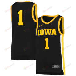 Iowa Hawkeyes 1 Team Basketball Youth Jersey - Black