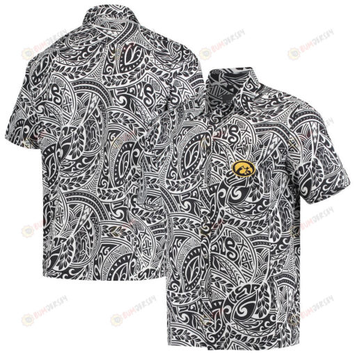 Iowa Hawkeyes Black Make Like A Tree Camp Button-Up Hawaiian Shirt