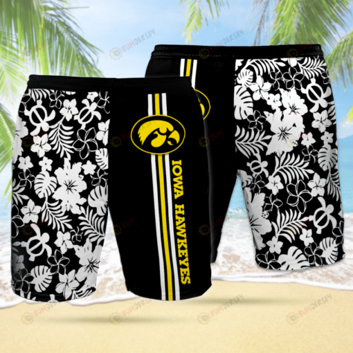 Iowa Hawkeyes Black Theme Hawaiian Shorts Summer Shorts Men Shorts - Print Shorts