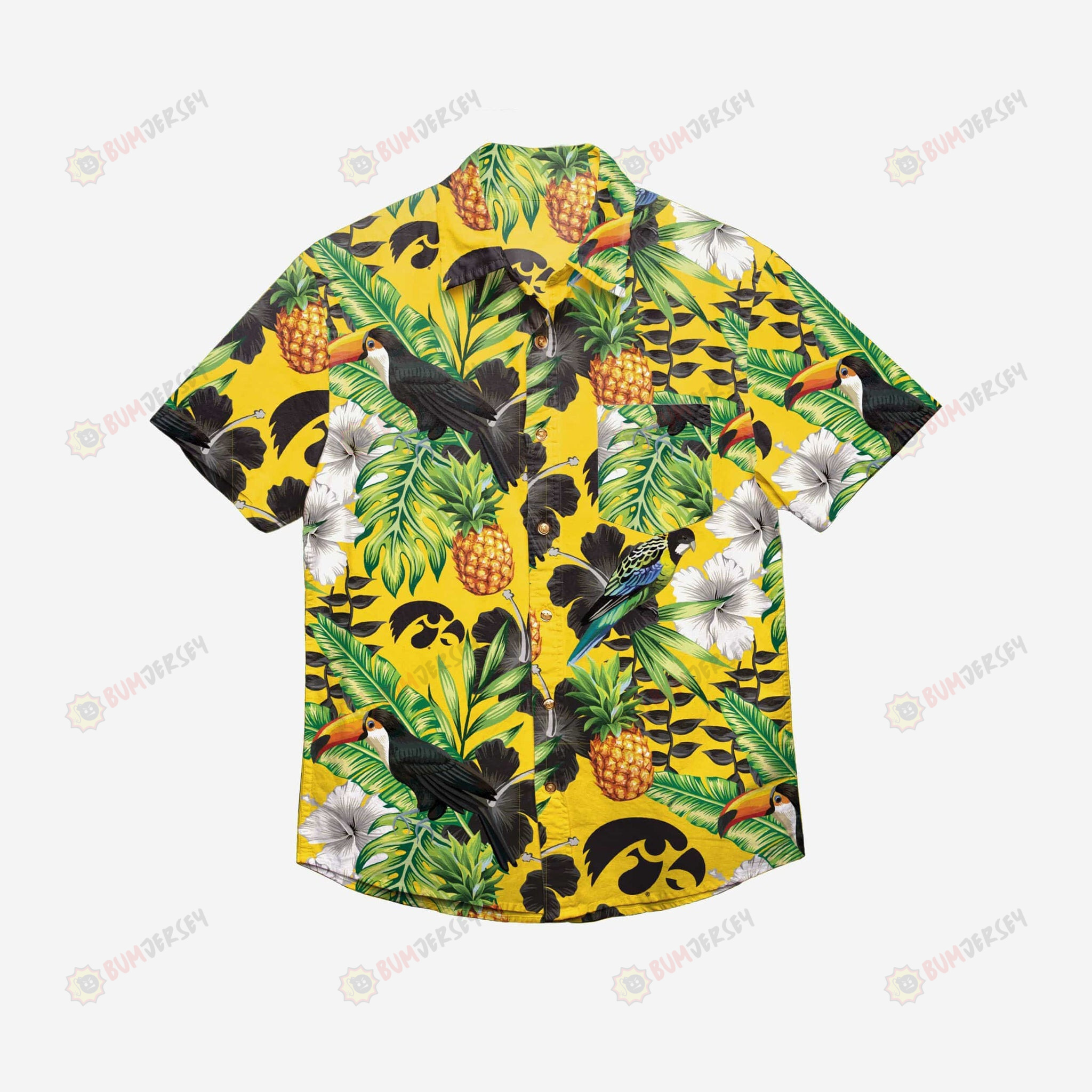 Iowa Hawkeyes Floral Button Up Hawaiian Shirt