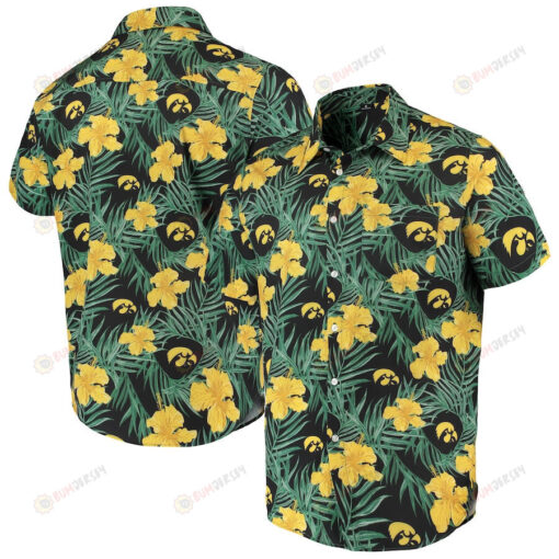 Iowa Hawkeyes Gold Floral Button-Up Hawaiian Shirt