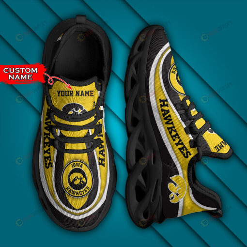 Iowa Hawkeyes Logo Curve Border Pattern Custom Name 3D Max Soul Sneaker Shoes