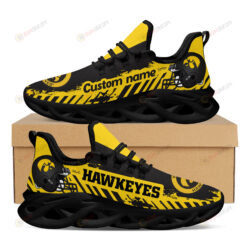 Iowa Hawkeyes Logo Helmet And Stripe Pattern Custom Name 3D Max Soul Sneaker Shoes