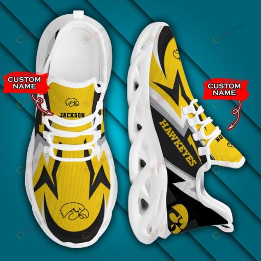 Iowa Hawkeyes Logo Lightening Pattern Custom Name 3D Max Soul Sneaker Shoes