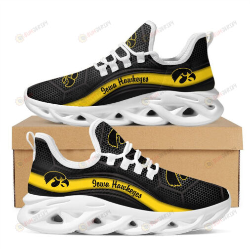 Iowa Hawkeyes Logo Pattern 3D Max Soul Sneaker Shoes In Black And Yellow