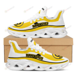 Iowa Hawkeyes Logo Pattern Custom Name 3D Max Soul Sneaker Shoes In White And Yellow