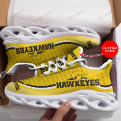 Iowa Hawkeyes Logo Pattern Custom Name 3D Max Soul Sneaker Shoes In Yellow