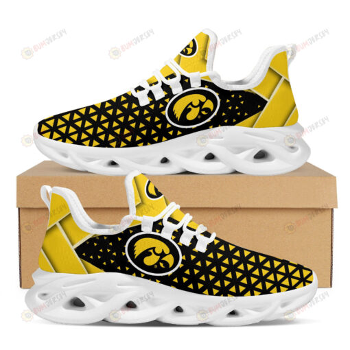 Iowa Hawkeyes Logo Pattern Custom Name 3D Max Soul Sneaker Shoes In Yellow And Black