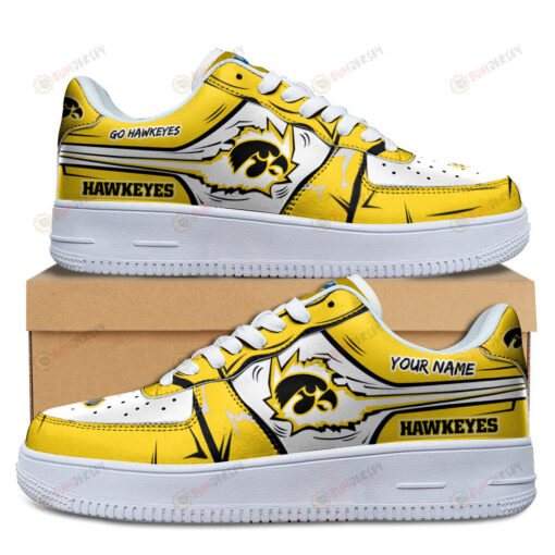 Iowa Hawkeyes Logo Pattern Custom Name Air Force 1 Printed