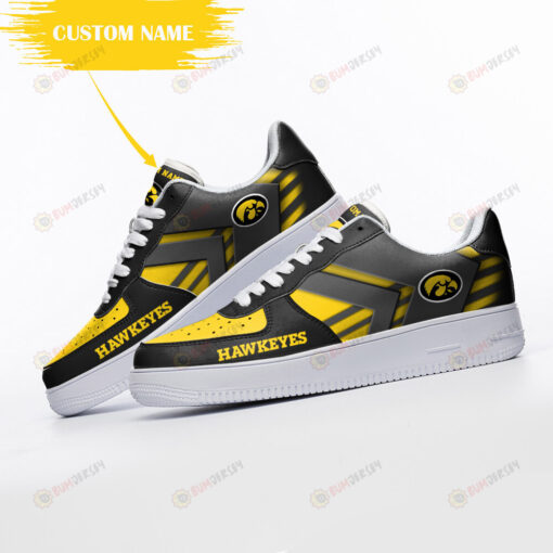 Iowa Hawkeyes Logo Pattern Custom Name Air Force 1 Printed In Yellow Black