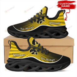 Iowa Hawkeyes Logo Pattern Custom Name Black Yellow 3D Max Soul Sneaker Shoes