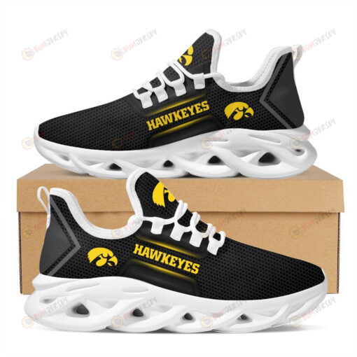 Iowa Hawkeyes Logo Pattern Custom Name In Black 3D Max Soul Sneaker Shoes