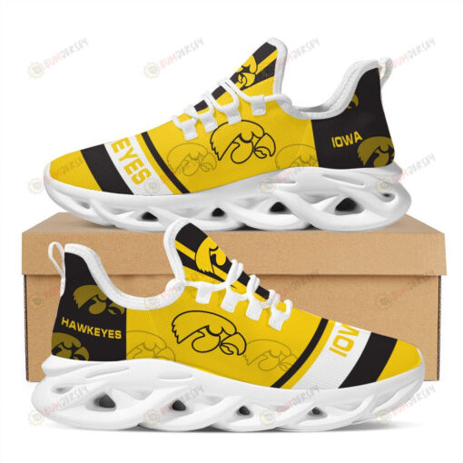 Iowa Hawkeyes Logo Pattern In Yellow Custom Name 3D Max Soul Sneaker Shoes