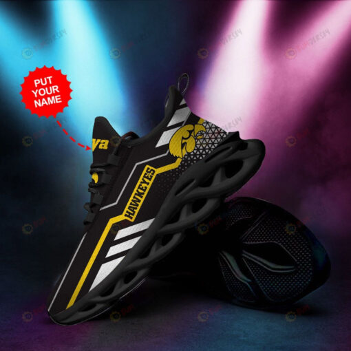 Iowa Hawkeyes Logo Triangle Pattern Custom Name 3D Max Soul Sneaker Shoes