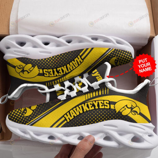 Iowa Hawkeyes Logo With Polka Dots Pattern Custom Name 3D Max Soul Sneaker Shoes