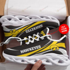 Iowa Hawkeyes Pattern In Yellow And Black Custom Name 3D Max Soul Sneaker Shoes