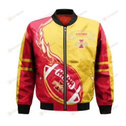 Iowa State Cyclones Bomber Jacket 3D Printed Flame Ball Pattern