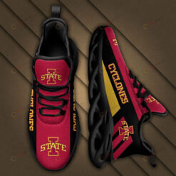 Iowa State Cyclones Logo Black Yellow Stripe Pattern 3D Max Soul Sneaker Shoes In Red