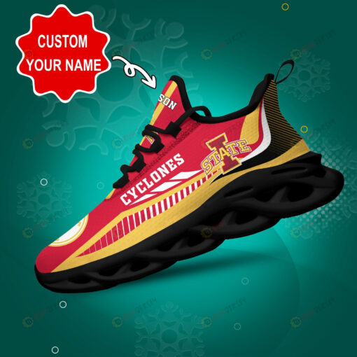 Iowa State Cyclones Logo Stripe Line Pattern Custom Name 3D Max Soul Sneaker Shoes