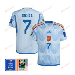 Irene Guerrero 7 Spain 1 Star FIFA Patch Women's National Team 2023-24 World Cup Away Jersey