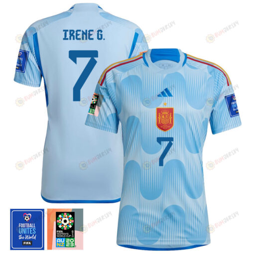 Irene Guerrero 7 Spain 1 Star FIFA Patch Women's National Team 2023-24 World Cup Away WOMEN Jersey