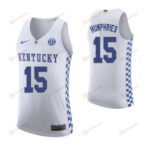 Isaac Humphries 15 Kentucky Wildcats Elite Basketball Road Men Jersey - White