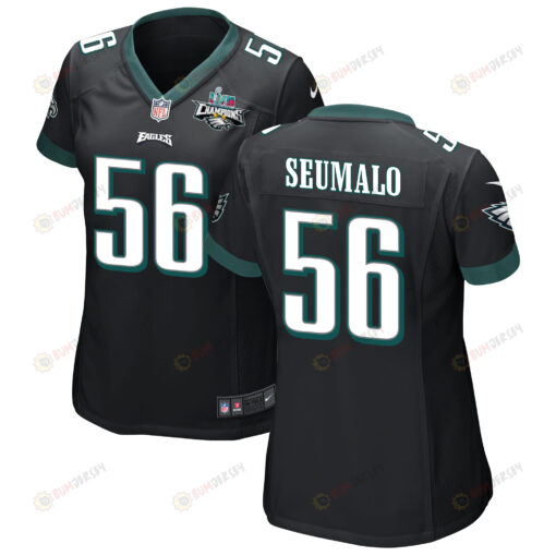 Isaac Seumalo 56 Philadelphia Eagles Super Bowl LVII Champions 2 Stars WoMen's Jersey - Black