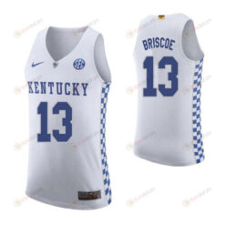 Isaiah Briscoe 13 Kentucky Wildcats Elite Basketball Road Men Jersey - White