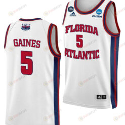 Isaiah Gaines 5 FAU Owls 2023 Final Four Basketball Men Jersey- White