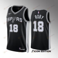 Isaiah Roby 18 San Antonio Spurs Black Jersey 2022-23 Icon Edition Swingman