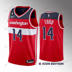 Isaiah Todd 14 Washington Wizards 2022-23 Icon Edition Red Men Jersey