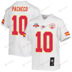 Isiah Pacheco 10 Kansas City Chiefs Super Bowl LVII Champions 3 Stars Youth Jersey - White