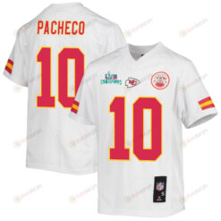 Isiah Pacheco 10 Kansas City Chiefs Super Bowl LVII Champions Youth Jersey - White