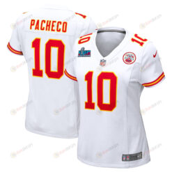 Isiah Pacheco 10 Kansas City Chiefs Women's Super Bowl LVII Patch Away Game Jersey - White
