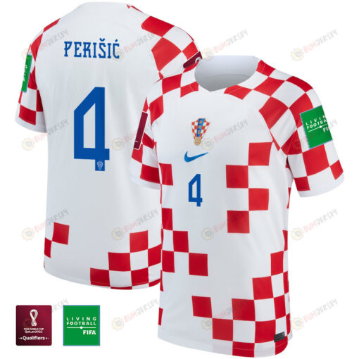 Ivan Peri?i? 4 Croatia National Team FIFA World Cup Qatar 2022 - Home Youth Jersey With Patch