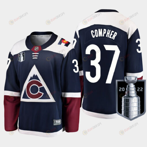 J.T. Compher 37 Colorado Avalanche 2022 Stanley Cup Finals Navy Jersey Alternate