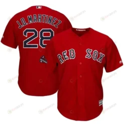 J.d. Martinez Boston Red Sox 2018 World Series Champions Team Logo Player Jersey - Scarlet