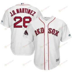 J.d. Martinez Boston Red Sox 2018 World Series Champions Team Logo Player Jersey - White