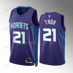 JT Thor 21 2022-23 Charlotte Hornets Purple Statement Edition Men Jersey Swingman