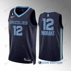 Ja Morant 12 Memphis Grizzlies Navy Jersey 2022-23 Icon Edition Swingman