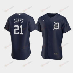 JaCoby Jones 21 Detroit Tigers Team Logo Navy Alternate Jersey Jersey