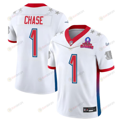 Ja'Marr Chase 1 Bengals Pro Bowl 2023 Patch Men Jersey - White