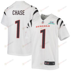 Ja'Marr Chase 1 Cincinnati Bengals Super Bowl LVII Champions Youth Jersey - White