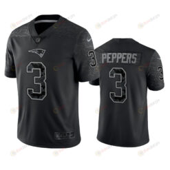 Jabrill Peppers 3 New England Patriots Black Reflective Limited Jersey - Men