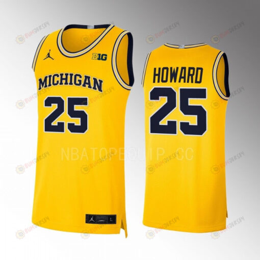 Jace Howard 25 Michigan Wolverines 2022-23 Jersey Maize Limited Uniform College Basketball