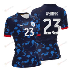 Jacintha Weimar 23 Netherlands 2023 Women Away Jersey - Blue - All Over Printed Jersey