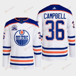 Jack Campbell 36 Edmonton Oilers White Jersey 2022 Lee Ryan Hall Of Fame Patch Away
